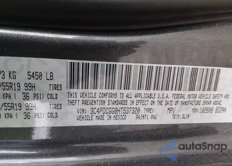 2017 Dodge Journey Crossroad Plus z USA, uszkodzony, nr VIN 3C4PDCGG8HT537320